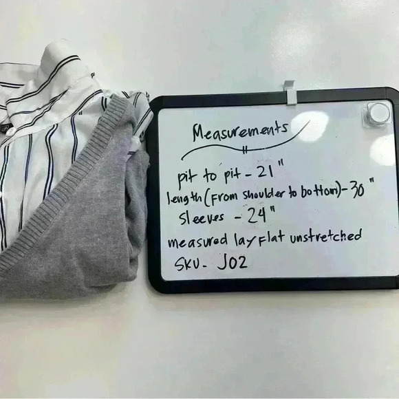 Adrianna‎ Papell Sweater Women's Large Layered V-Neck Grey Ivory Formal Casual - Picture 14 of 15